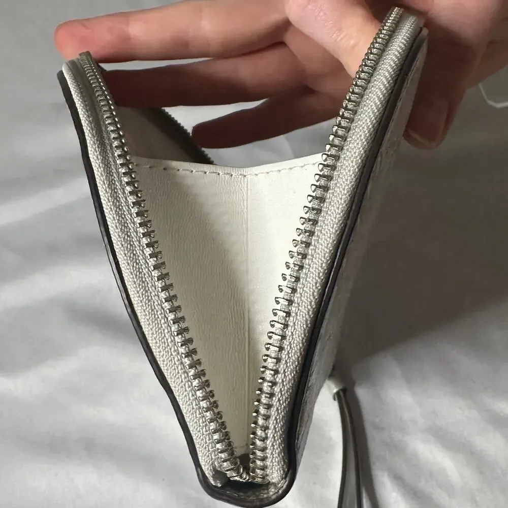 Kate Spade Breezy Floral Half Moon Wristlet Cream Gold Pebbled Leather - Picture 12 of 14